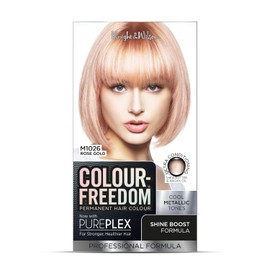 Colour Freedom Metallic Rose Gold Permanent Hair Dye with PurePlex. Ultra Glossy Conditioning Hair Colour. 100% grey coverage. By Knight & Wilson.