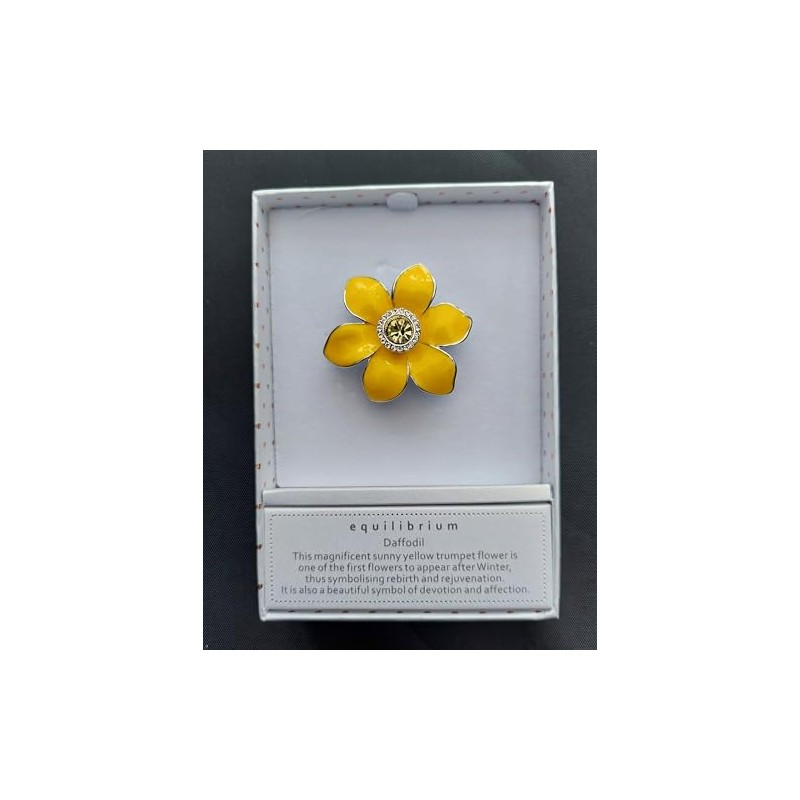 Daffodil Brooch Radiant Yellow Enamel Petals & Gem Middle