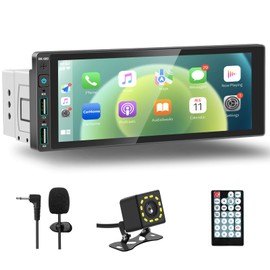 Car Radio Single DIN with Apple Carplay Android Auto,car Stereo din 6.9" AM FM Radio,Single din Radio Stereo for Cars, Support Mirror Link,Bluetooth Handsfree, Backup Camera,GPS Navigation,USB EQ SWC
