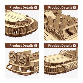 3D Wooden Puzzles for Adults, Wooden Model Kits for Speedboat Erlengrad, Quality Wood Cutting, Wooden Puzzle for Decoration Choice for Adults and Teens