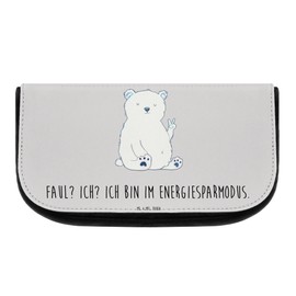 Mr. & Mrs. Panda Cosmetic Bag Polar Bear Lazy Gift Makeup Bag Cosmetic Bag Teddy Bear Relaxing North Pole Office, gray, Hand Drawn