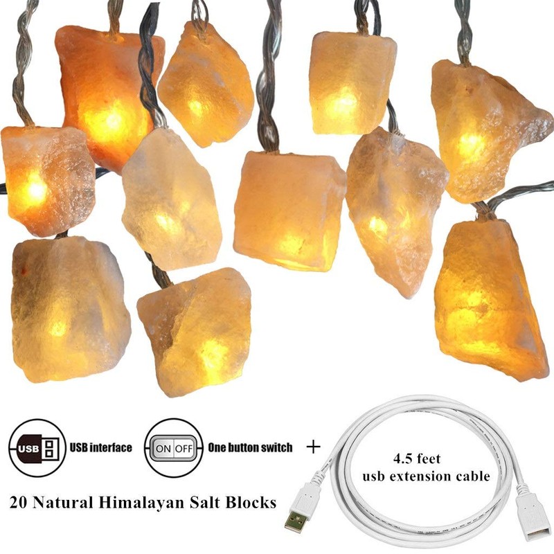 Himalayan Salt Light String for Bedroom with 20 Rock,11.5ft USB