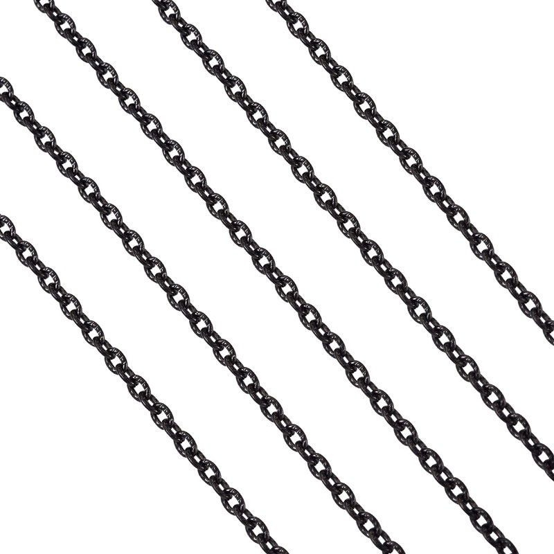Cheriswelry 5m Black Stainless Steel Textured Cable Chains 3x2mm Unwelded