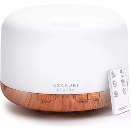 ASAKUKI 500Ml Premium, Essential Oil Diffuser with Remote Control, 5 in 1 Ultras