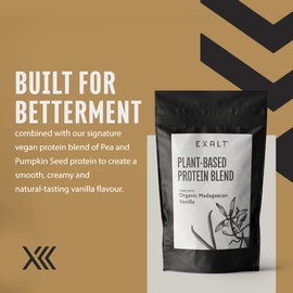 EXALT | Premium Vegan Protein Powder - 100% Plant-Based – Gluten Free - No Artificial Flavours or Additives | Madagascan Vanilla | 500G