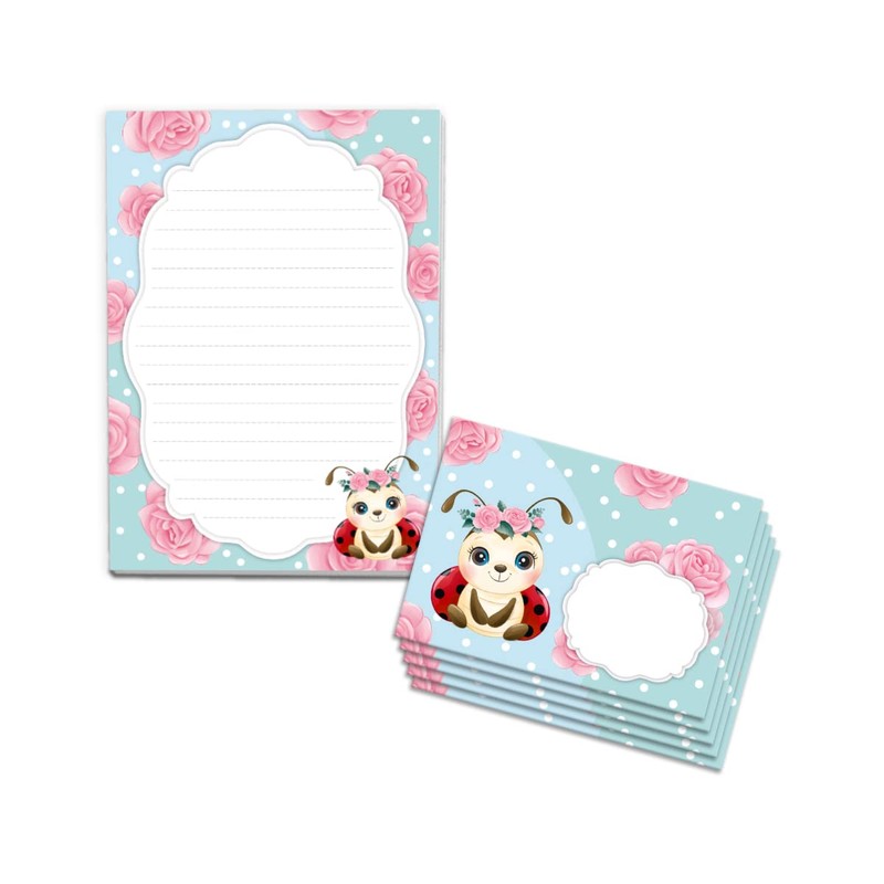 Letter Pad with Envelope for Kids Ladybird Stationery Set for
