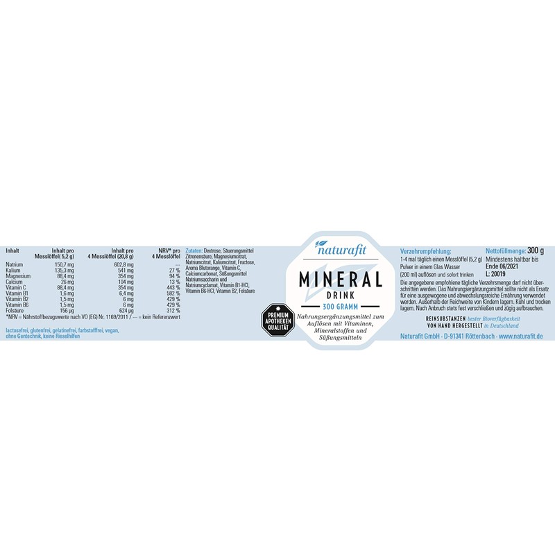 naturafit Mineral Drink Powder, 300 g Powder