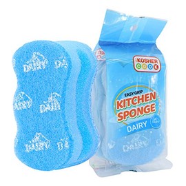 Dairy Blue Dishwashing Sponges – Easy Grip Wavy Absorbent Cleaning Scrub and Scouring Pad – Durable and Soft – Color Coded Home and Kitchen Accessories by The Kosher Cook