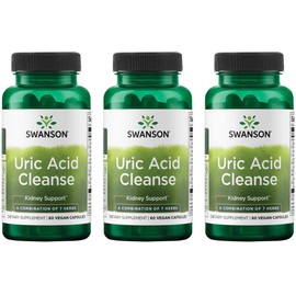 Swanson Uric Acid Cleanse - Natural Supplement Promoting Kidney Support - Features a Powerful Combination of 7 Herbs - (60 Veggie Capsules) (3 Pack)