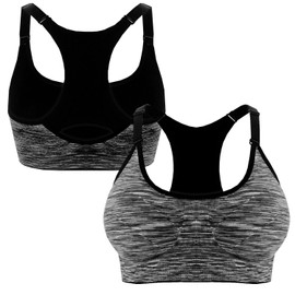 Libella Pack of 3 Women's Sports Bra Bustier Comfort Bra Zip Padded Push Up Support Adjustable Straps Without Underwire, Yoga, Fitness