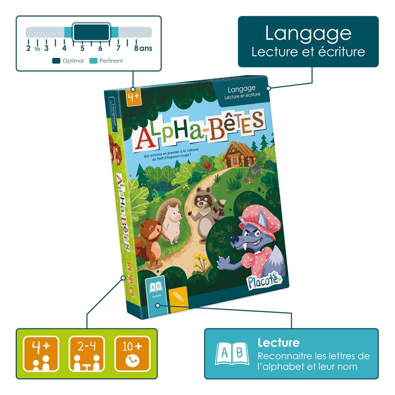 Placote - ALPHA-BETES: Brettspiel, ab 4 Jahren, Alphabet, Educationspiel