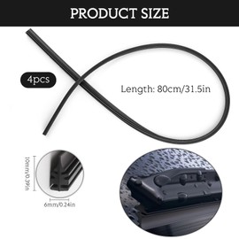 alwaiiz Pack of 4 Windscreen Wipers Rubber 800 mm, Boneless Wiper Rubber, Windscreen Wiper Rubber, Sold by the Metre, Universal, Windscreen Wiper Replacement Rubber, Can be Cutted