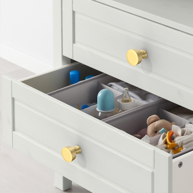 Amerdeco 10 Pack Brushed Gold Cabinet Knobs Single Hole Cabinet