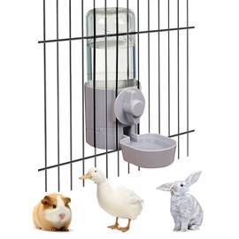 Rabbit Water Bottle 17 OZ Bunny Hanging Water Fountain Automatic Guinea Pig Water Dispenser No Leak Drinking Feeder for Bunny Chinchilla Hamsters Cat Dog Small Animals(Grey)