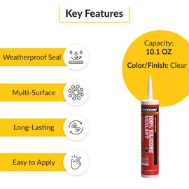 Brixwell QK4M-001 Titebond, 100% Silicone Sealant 10.1 oz, Clear Clear