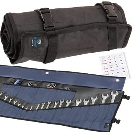 Rugged Tools Wrench Roll Up Pouch - Wrench Organizer & Tool Holder with SAE & Metric Labels
