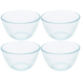 Pyrex 7401 3-Cup Sculpted Glass Mixing Bowls - 4 Pack