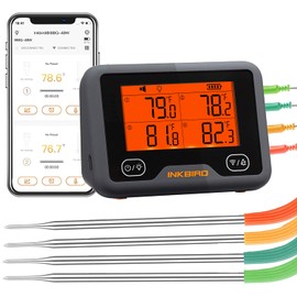 Bluetooth and WiFi Meat Thermometer IBBQ-4BW, Smart Wireless Grill Thermometer, 4 Color Probes | Mobile Notification, High/Low Timer, Rechargeable Digital Bluetooth Thermometer for Smoker Oven Kitchen