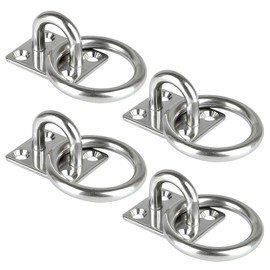 Tie Ring on Plate, 4 PCS Tie Rings for Horses 30 x 35mm Hanging Chain Ring Animal Tether Horse Hay Net Tack Tie up Stable Ring Hook