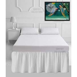 100% Poly Cotton Plain Dyed Percale Easy Care Sheets 16" Frilled Base Valance Sheet White Double