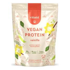 Vitatú Proteina vegana en polvo 24 g de Proteina vegetal por porcion Sin azucar añadida sin gluten sin lacteos y con probioticos 20 porciones 600g sabor vainilla Ingredientes de Origen Natural