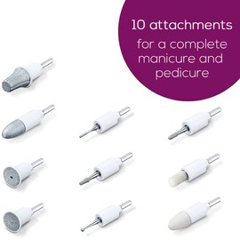Beurer Replacement Manicure + Pedicure Tool Tips Compatible with the MP64 and MP66, High-quality Sapphire & Felt Electric Nail File Bits For Perfectly Cared For Nails