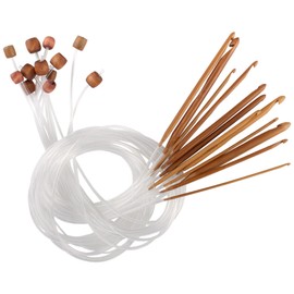 JubileeYarn Bamboo Tunisian Circular Crochet Hook Set - 12 Sizes - Carbonized Brown