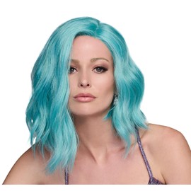 Hairuwear Hairdo Blue Babe Fantasy Wigs Mid-Length Layered Angled Bob, Average Cap Size