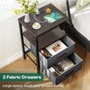 Huuger Nightstand with Charging Station, Fabric Drawers, End Table with