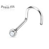 PiercedOff 316L Surgical Steel Nose screw with Clear CZ Gem