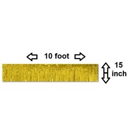 Beistle Gold Metallic Fringed Drape #55039-GD, 15 in x 10 ft, 1 ply PVC fringe, 1/pk