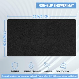 Hargiis Non-Slip Bathtub Mat, Anti Slip Shower Mat, Fast Drying Bathtub Mats, Foot Scrubber Mat, Anti Slip Mat for Tub, Floor, Bathroom, Kitchen, Home, Hotel (Black 32"×17")