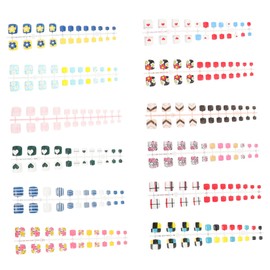 LALAFINA 12sets Short False Toe Nails Press Nail Tips Full Cover Pedicure Accessories and Easy to Trim for Home and Salon Use for Festivals and Special Occasions