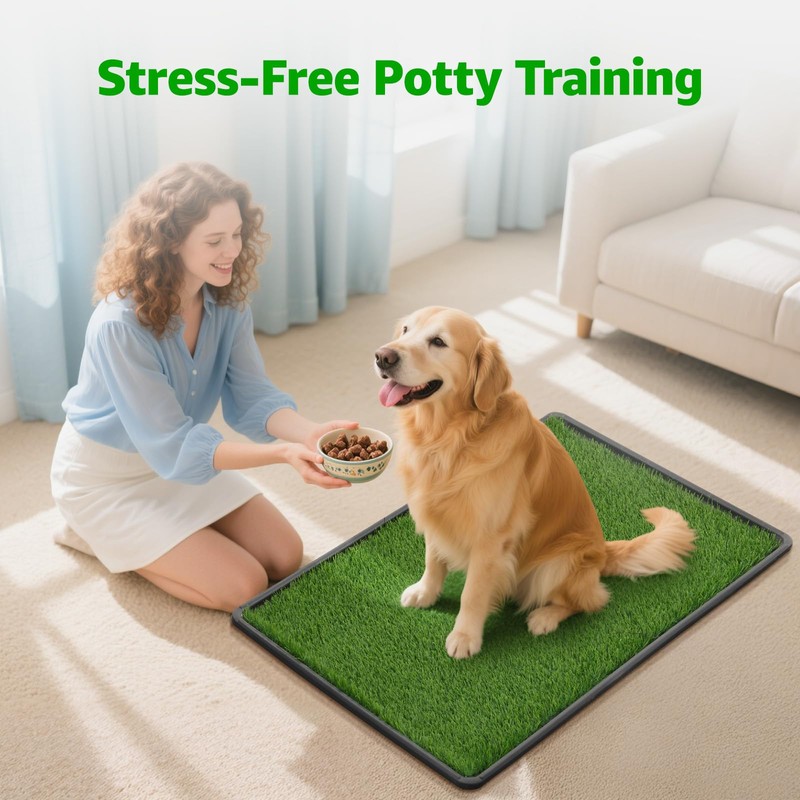 Portable Dog Grass Pad with Tray 35''x23'', Dog Litter Box
