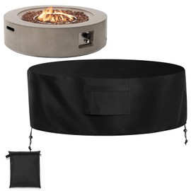 Fire Pit Cover with Air Vents and Handles Round, Cylinder 33 inch(Dia33''xH15'') Fire pits Table Covers Build-in Adjustable Drawstring, Heavy-duty and Weather-resistant Oxford Fabric, with Storage Bag