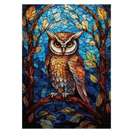 Stained Glass Owl Puzzles for Adults 1000 Pieces, Colorful Bird Art Jigsaw Puzzles, Pretty Nature Animal Wildlife Puzzle