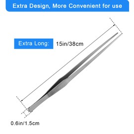 Aquarium Tweezers Extra Long 15 inches, Luxiv Stainless Steel Straight and Curved Tweezers 38cm Extra Long Tweezers for Fish Tank Plant Aquascape Tools, Feeding Tongs