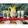 Jarra de Barro Decorada Con 6 Vasos Made in Mexico.Clay