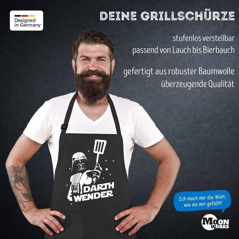 MoonWorks® BBQ Apron with Saying Grillseargent Born to Grill-Geschenke Men