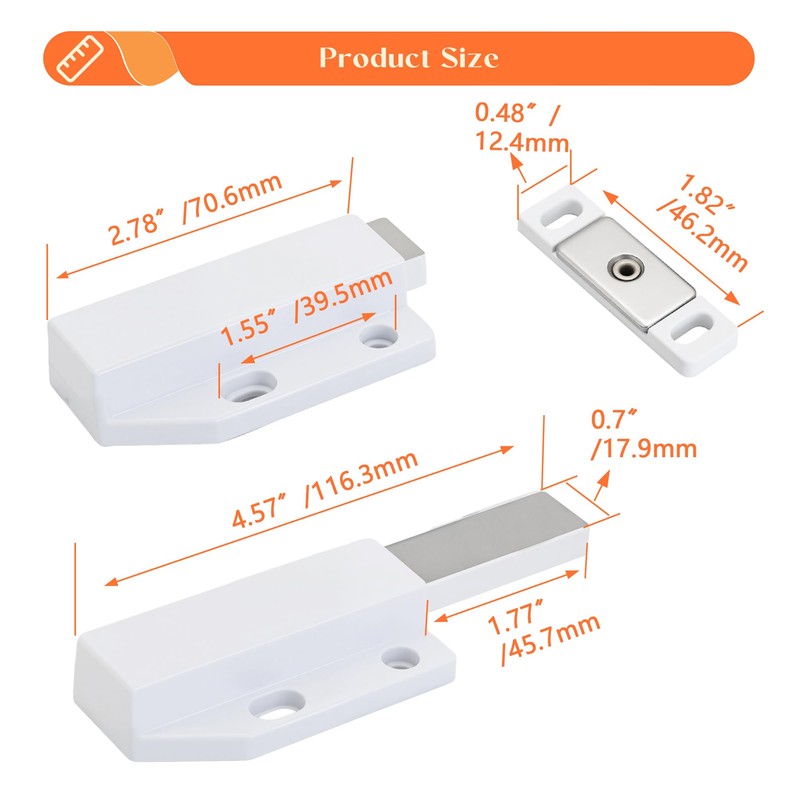 KOVOSCH 2 Pack Push to Open Door Latch, Magnetic Push