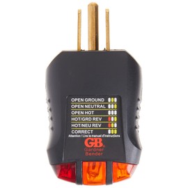Gardner Bender GRT-3500 Outlet Receptacle Tester & Circuit Analyzer, Indicates 5 Wiring Errors, Easy Read Chart, Comfort Grip, 120 VAC , Black