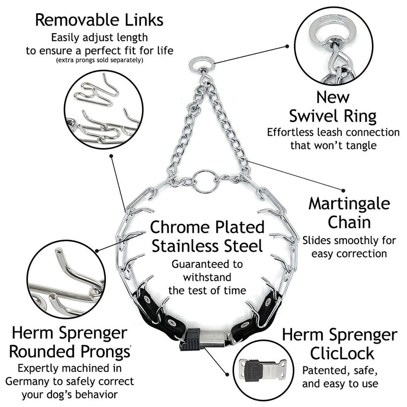 Herm Sprenger 2.25mm Prong Collar for Dog Training with Adjustable