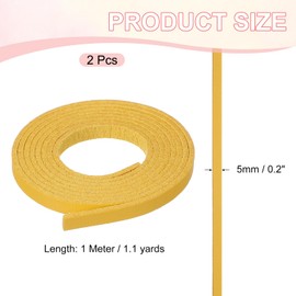 PATIKIL Flat Suede Leather Lace, 2 Pcs 1.09 Yard Faux Leather Strap Leather String Cord DIY Supplies for Necklace Bracelet Beading Jewelry Making Tassels Art Crafts, Yellow (5mm)