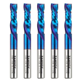 ZahyoX 1/4" Compression Router Bit, 5 Pack Set, Up Down Cut Spiral CNC Bit, Nano Coated Solid Carbide End Mill for Woodworking, 1/4" Shank x 1" Cut Length