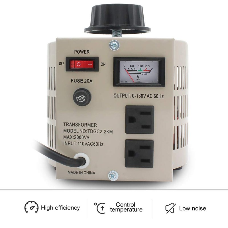 LVYUAN Variable Transformer Variable Voltage Regulator, 0-130V Output, 110V-120V Input,