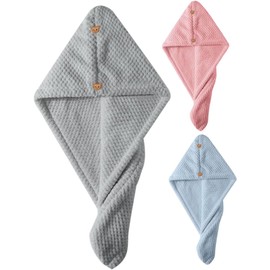 Toallas Absorbentes y Portátiles de Secado Rápido de Mujer para Secar el Cabello Paquete de 3 Piezas de Coral Fleece para Uso en Casa y Viaje