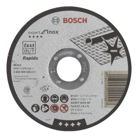 Bosch 2608600545 (2 608 600 545) Straight Cutting Disc Inox - Rapido Standard As 60 T Inox Bf, 115 Mm, 22,23 Mm