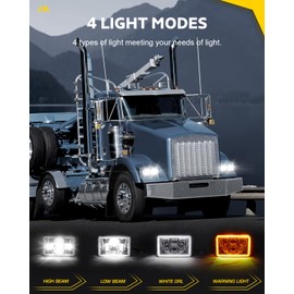 MAYELLO 4x6 Led Headlights Dot Approved Hi/Lo Sealed Beam with Drl Amber Turn Signal Light Replacement Assembly H4651 H4652 H4656 H4666 H6545 Compatible with Freightliner Peterbilt Kenworth-Chrome