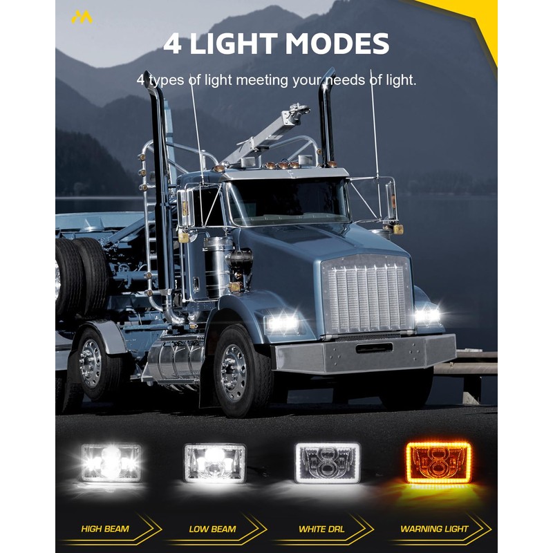 MAYELLO 4x6 Led Headlights Dot Approved Hi/Lo Sealed Beam with