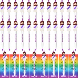 CroBlissful 48 Pcs Christian Pens Gift for Kid Vbs Sunday School Prize Religious Pen Jesus Loves You Ballpoint Pen with Bible Verse Bookmarks for Catholic Back to School Gift(Jesus Style)